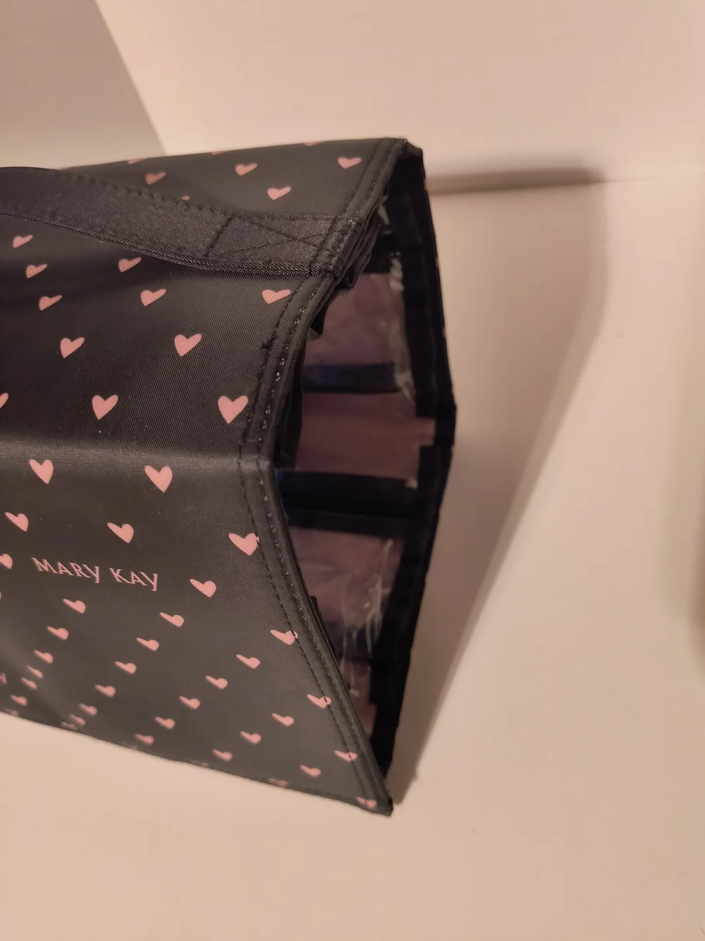 Mary Kay Black Makeup Carry Case with Pink Heart Print - Picture 3 of 6